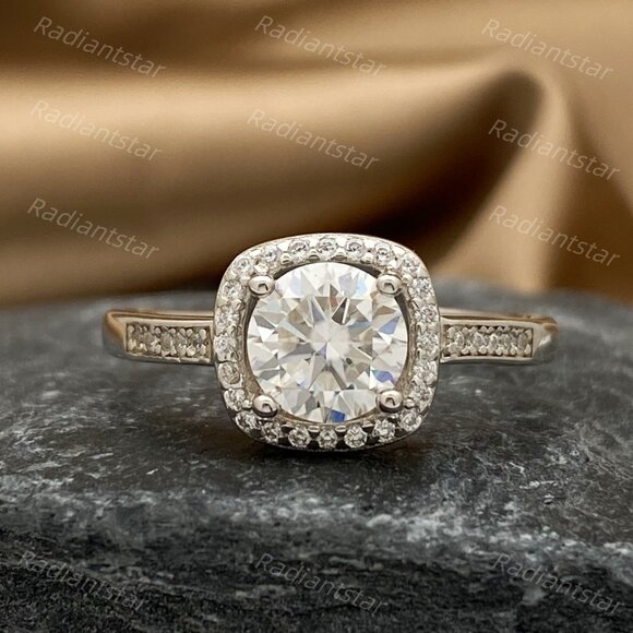Jewelry - NEW Certified 1 ct. t.w. Moissanite Square Oval Halo Ring